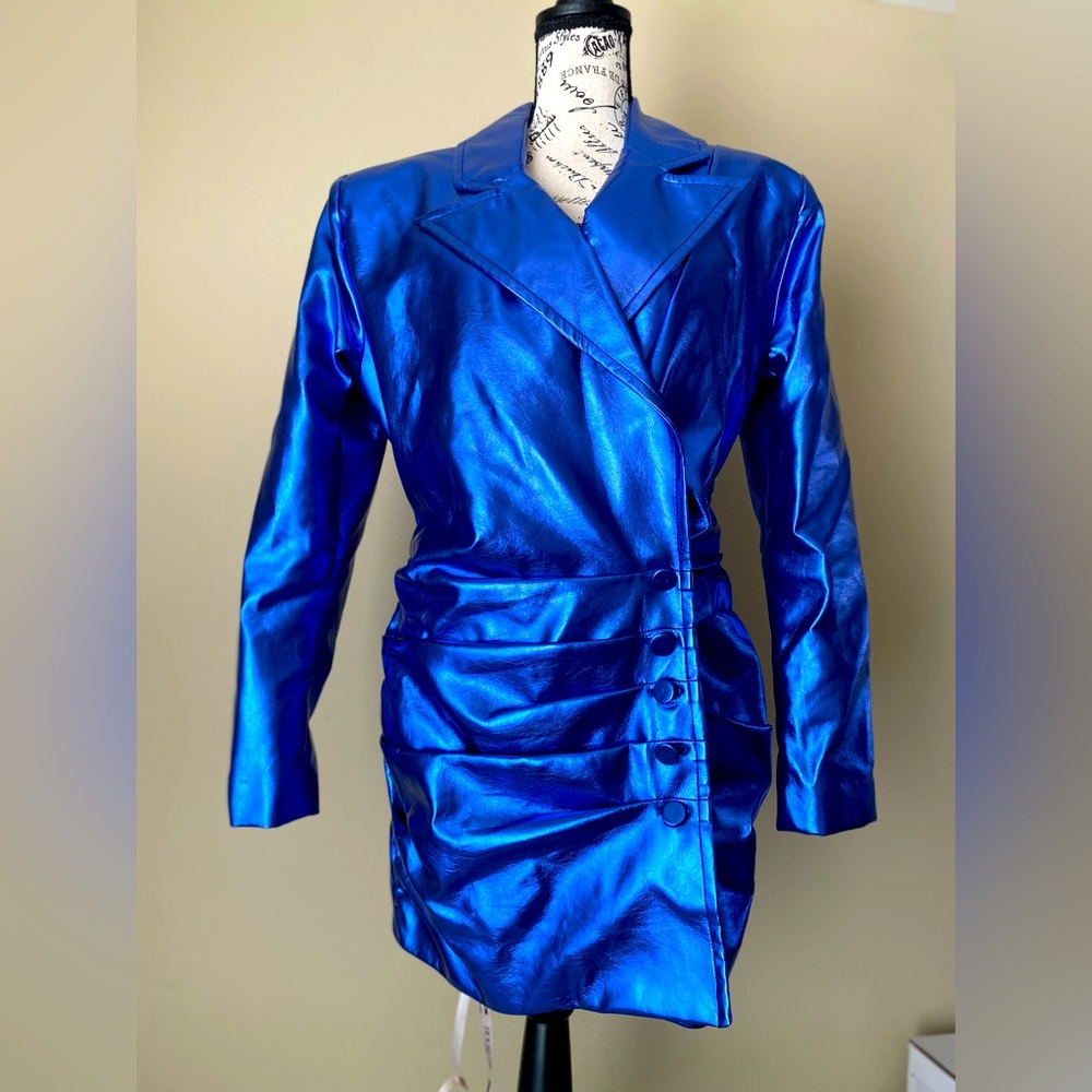 Preloved House of CB London Iridescent Blue Cocktail Dress Size L Org $250